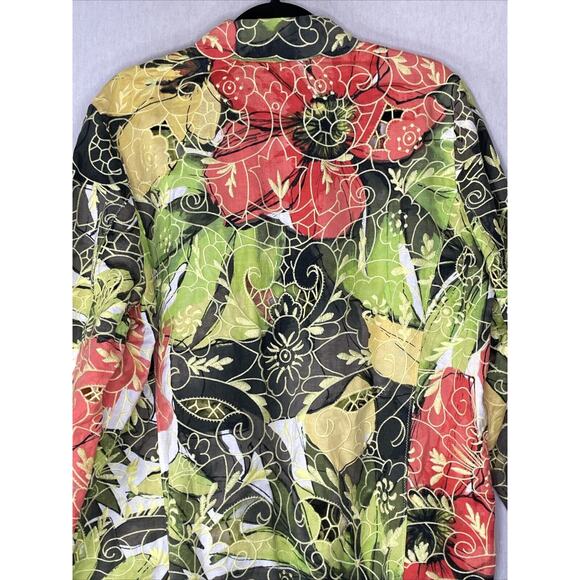 Chico's Womens Lucetta Jacket SZ 3 XL Linen Orange Yellow Fall Autumn Floral NWT - Picture 8 of 16